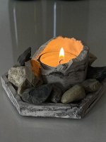 Кашпо гипсовое  со свечой и подставка