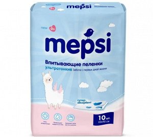 Пеленки детские впитывающие Mepsi 60х40 №10 шт/уп. с ГЕЛЕВЫМ АБСОРБЕНТОМ_ НОВИНКА