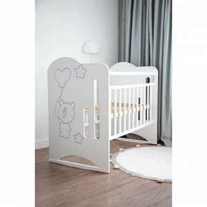 Кровать детская Sweet Bear, колесо-качалка, белый, 1200x600
