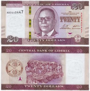 К71 20 долларов Либерия 2022 "либерийский базар"