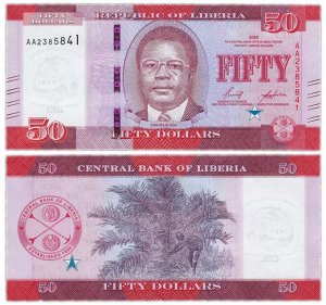 К72 50 долларов Либерия 2022 "Сбор кокосов"