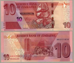 К113 10 долларов Зимбабве 2019