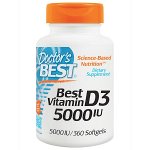 Doctor&#039;s Best, Витамин D3, 5000 МЕ, 360 мягких капсул