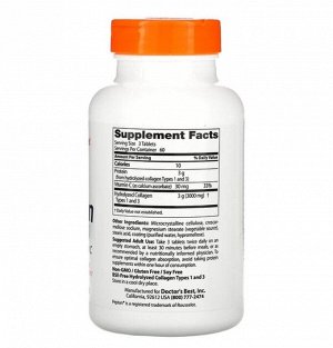 Коллаген типа 1 и 3 с Peptan и витамином C, 1000 мг, 180 таблеток