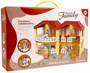 Кукольный дом  " Sweet Family " 220-110А , куклы+ мебель + подсветка