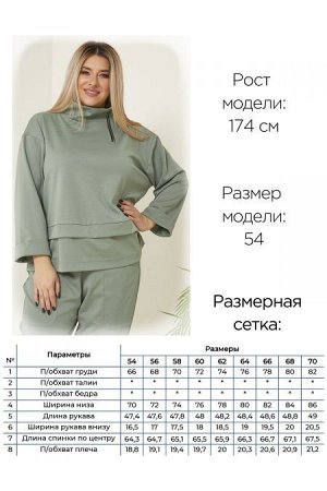 Костюм Цвет:
зеленый
Состав:
76%ПЭ 20%Вискоза 4%Спандекс
Длина изделия:
Длина по спинке 65см.
Длина брюк 99см.
Размер модели:
54
Рост модели:
174 см
Стильный костюм спортивного плана, состоящий из вер