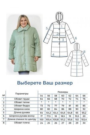 Пальто Цвет:
зеленый
Состав:
верх: 100% полиэстер
подкладка: 100% полиэстер
утеплитель: 100% полиэстер (200г/м2)
Длина изделия:
99 см
Размер модели:
54
Рост модели:
174 см
Стильное пальто расклешенног