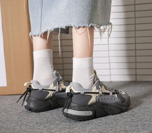 Женские кроссовки, на шнурках, цвет серый