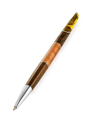 Ручка авторской работы из дерева и балтийского янтаря