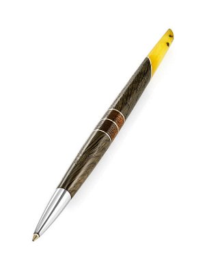 Эксклюзивная ручка из дерева и натурального янтаря медового цвета