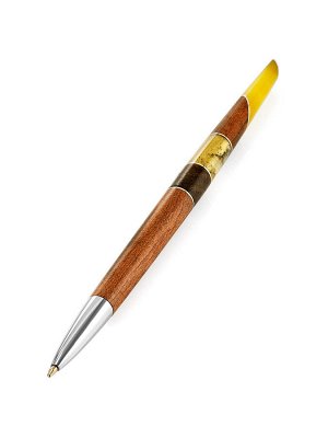 Ручка из дерева и натурального балтийского янтаря разных оттенков «Олливандер»