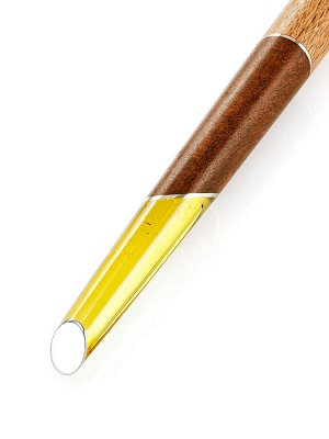 Наборная шариковая ручка из дерева и натурального янтаря