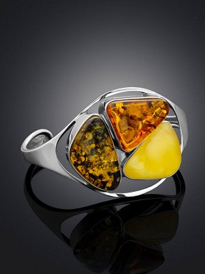 Яркий браслет из натурального янтаря разных оттенков Bella Terra