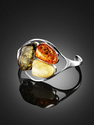 Яркий браслет из натурального янтаря разных оттенков Bella Terra