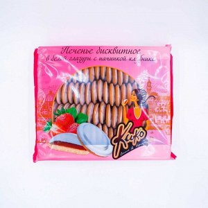 Бисквитное печенье КИКО в белой глазури Клубника 1,2 кг