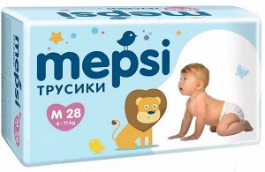 Подгузники-трусики детские MEPSI, М (6-11 кг), 28 шт.