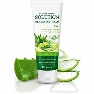 DEOPROCE NATURAL PERFECT SOLUTION CLEANSING FOAM ALOE Пенка для умывания с Алое