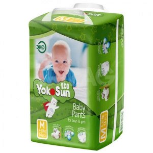 Одноразовые детские подгузники-трусики YokoSun Eco размер М (6-10 кг), 14 шт.