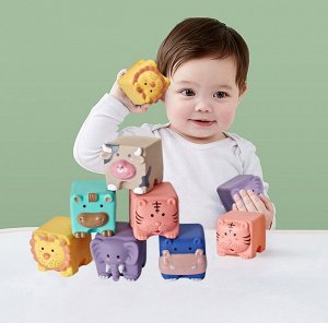 Набор для купания, игрушки для ванной, кубики домашние зверята, 6шт.