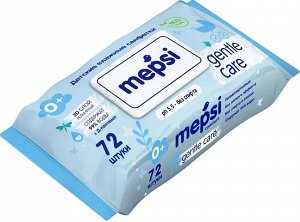 Влажные детские салфетки MEPSI, 72 шт. GENTLE CARE с клапаном