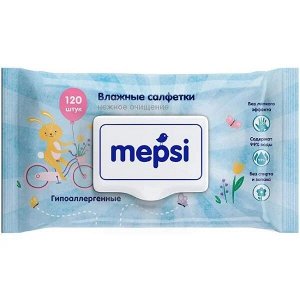 Влажные салфетки гипоаллергенные детские  MEPSI, 120 шт.