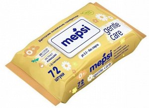 Коробка (4 упаковки) Влажные салфетки GENTLE CARE ромашка детские MEPSI 72 шт.