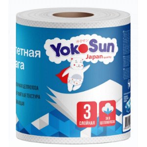 Коробка (10 штук) Туалетная бумага YokoSun 3-х слойная 40 м. 1 рулон.