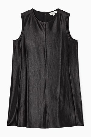 Мини-платье с атласными вставками черное