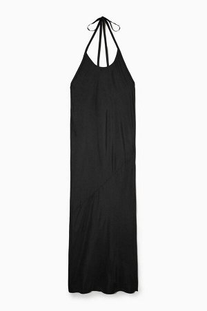 Шелковое платье миди с черным хеклапом