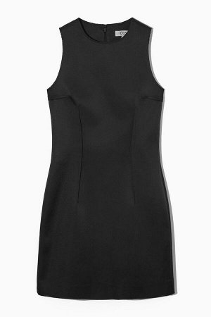 Облегающее мини-платье из черного атласа