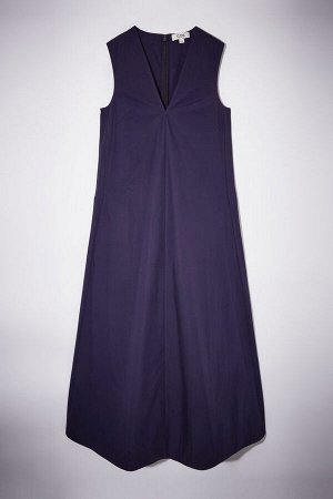 Платье макси с v-образным вырезом темно-синое