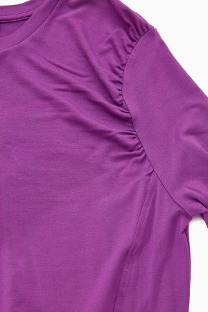 Фиолетовое платье миди из джерси с длинными рукавами