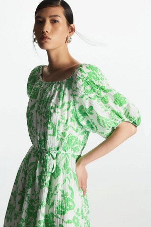 Платье с цветочным принтом ярко-зеленый/белый без бреме