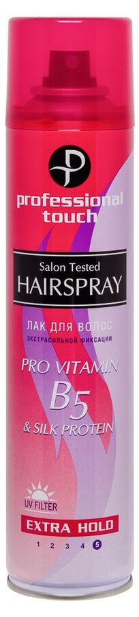 Лак для волос Professional Touch Pro vitamin B5 & Silk Protein экстрасильная фиксация, 265 мл