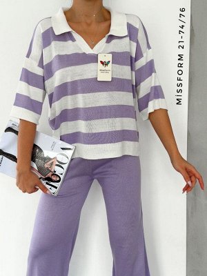 MissForm Трикотажный костюм с коротким рукавом, лиловый