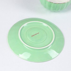 Чайный сервиз фарфоровый Доляна «Вивьен»: 6 чашек 200 мл, 6 блюдец d=15 см, цвет зелёный