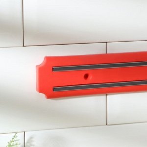 Держатель для ножей магнитный Доляна «Цветная линия», 38 см, цвет красный