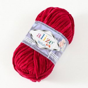 Плюшевая пряжа для вязания спицами, крючком ALIZE, Velluto, 100% микрополиэстер, 68 м/100 г, (107 вишня)