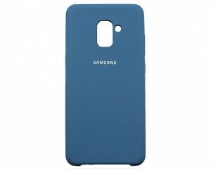 Чехол Samsung A730F A8+ 2018 Silicone case (темно-синий)