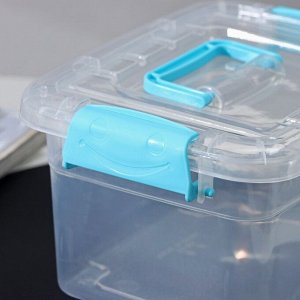 Контейнер пластиковый для хранения Доляна, 20x15x10,5 см, крышка с ручкой на защёлке, цвет МИКС