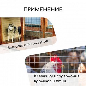 Сетка оцинкованная, сварная, 10?0.5 м, ячейка 50?50 мм, d=0.7 мм, Greengo