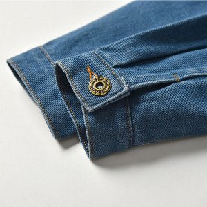 Куртка джинсовая синяя с капюшоном и поддёвой