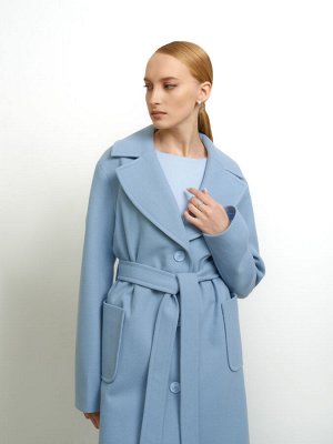 Голубое пальто-халат Голубой