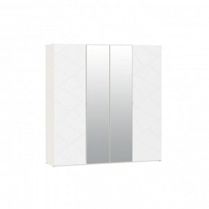 Шкаф 4х ств с зеркалом Summit, 2114х604х2200, Белый текстурный/Меренга МДФ