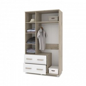 Шкаф 3-х створчатый с зеркалом и ящиками Виора В33 1200х520х2100 Серый дуб/белый
