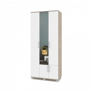 Шкаф 3-х створчатый с зеркалом Карина К32 900x420x2100  Серый дуб/белый