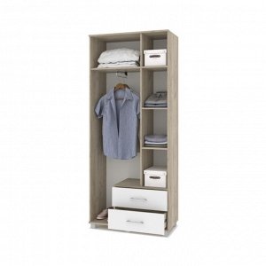 Шкаф 3-х створчатый с зеркалом и 2 ящиками Карина К33 900x420x2100 Серый дуб/белый