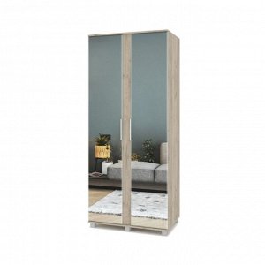 Шкаф 2-х створчатый с 2мя зеркалами Пандора П23 900х520х2100 Серый дуб/белый