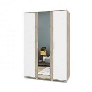 Шкаф 3-х створчатый с зеркалом Пандора П32 1400х520х2100 Серый дуб/белый