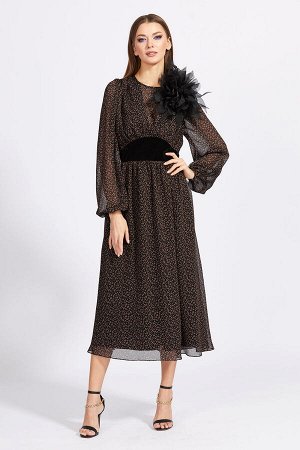 Платье Платье EOLA 2153 черный/коричневый 
Состав: Платье: ПЭ-100%; Подкладка: ПЭ-100%;
Сезон: Осень-Зима
Рост: 170

Платье выполнено из шифона с принтом. Платье Х-образного силуэта, отрезное по лини